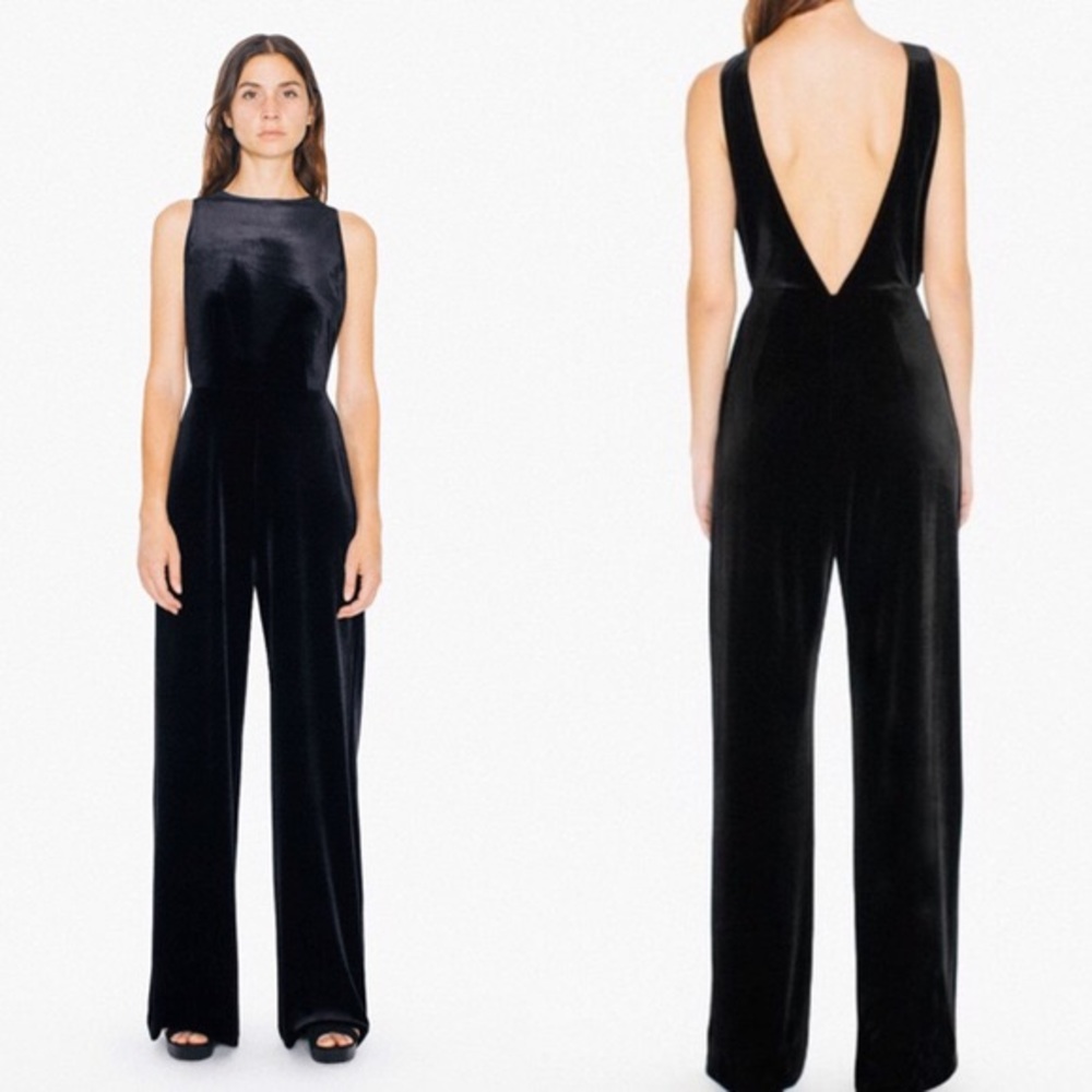 Black velvet jumpsuit